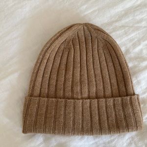 NWT 100% cashmere J.Crew beanie, cable-knit/tan, women’s